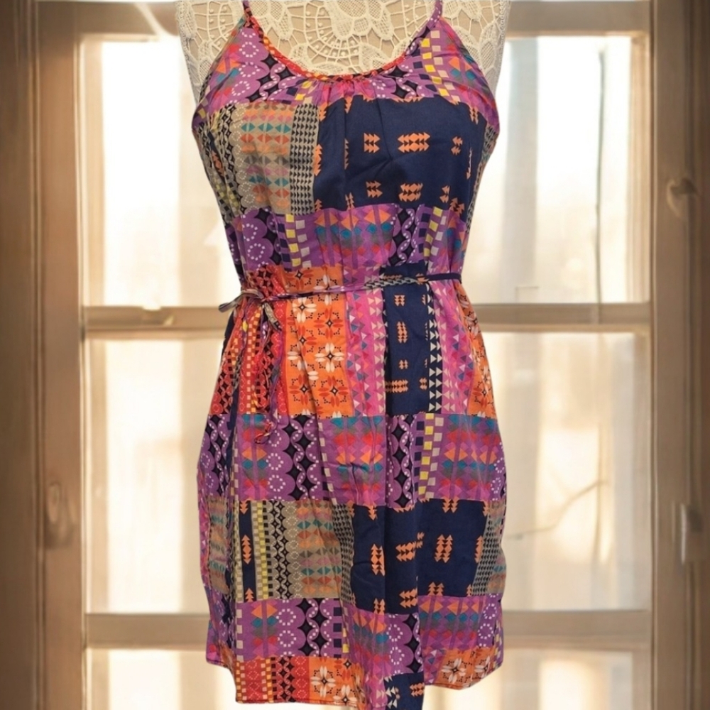 C&C CALIFORNIA Multicolor Patchwork Mini Dress Sz M